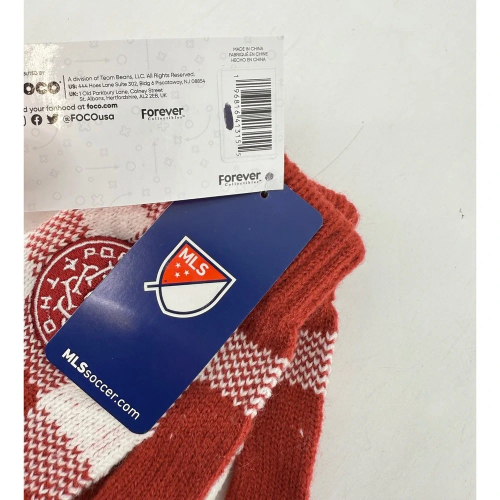 Portland Thorns NWSL FOCO Buffalo‎ Plaid Knit Gloves Touchscreen Red White